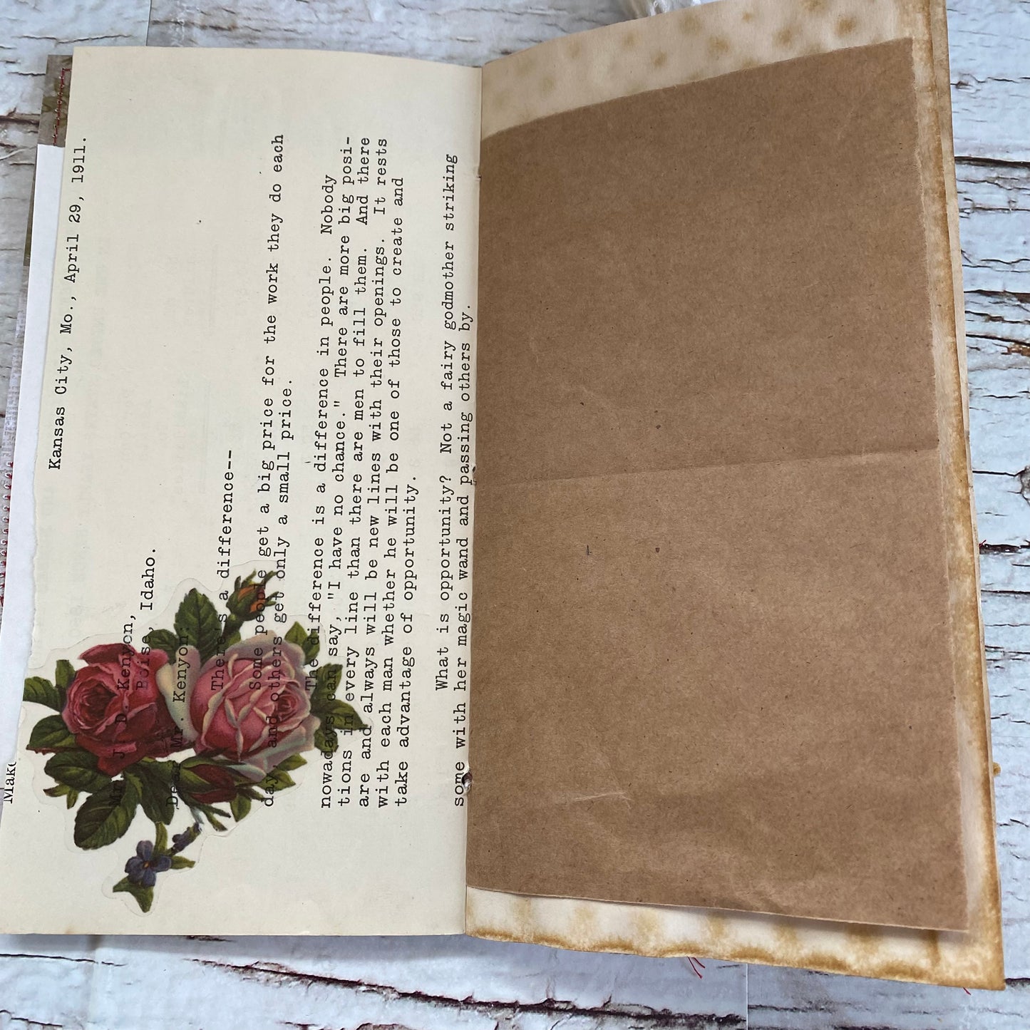 Rosie TN Insert Botanical Series, Yellow & Pink Roses, Junk Journal