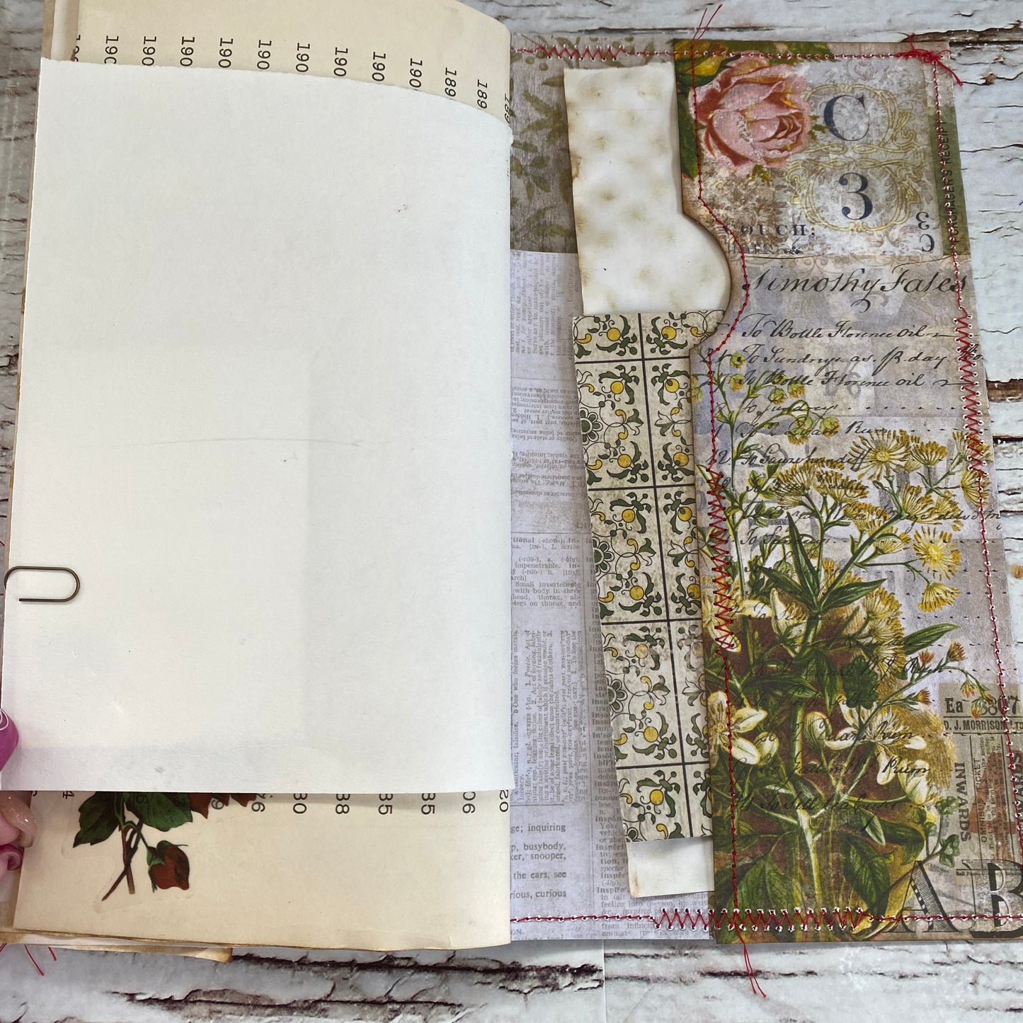 Rosie TN Insert Botanical Series, Yellow & Pink Roses, Junk Journal