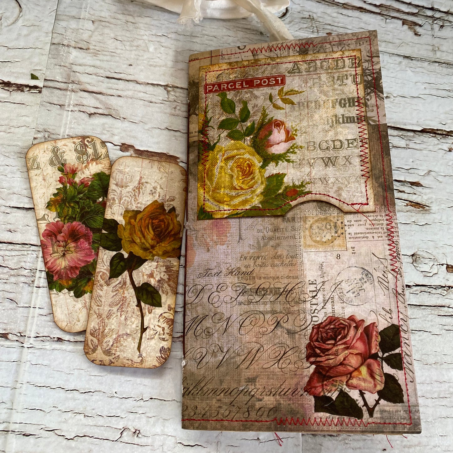 Rosie TN Insert Botanical Series, Yellow & Pink Roses, Junk Journal