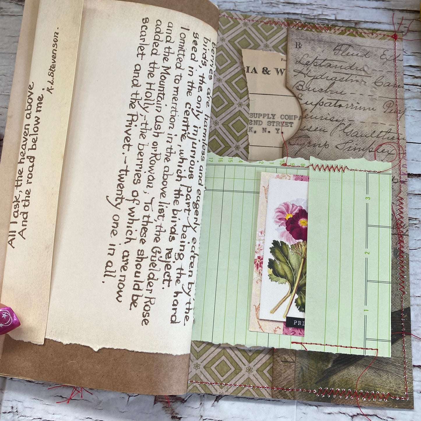 Tulip Flowers & Bird TN Insert, Junk Journal,  Floral Journal