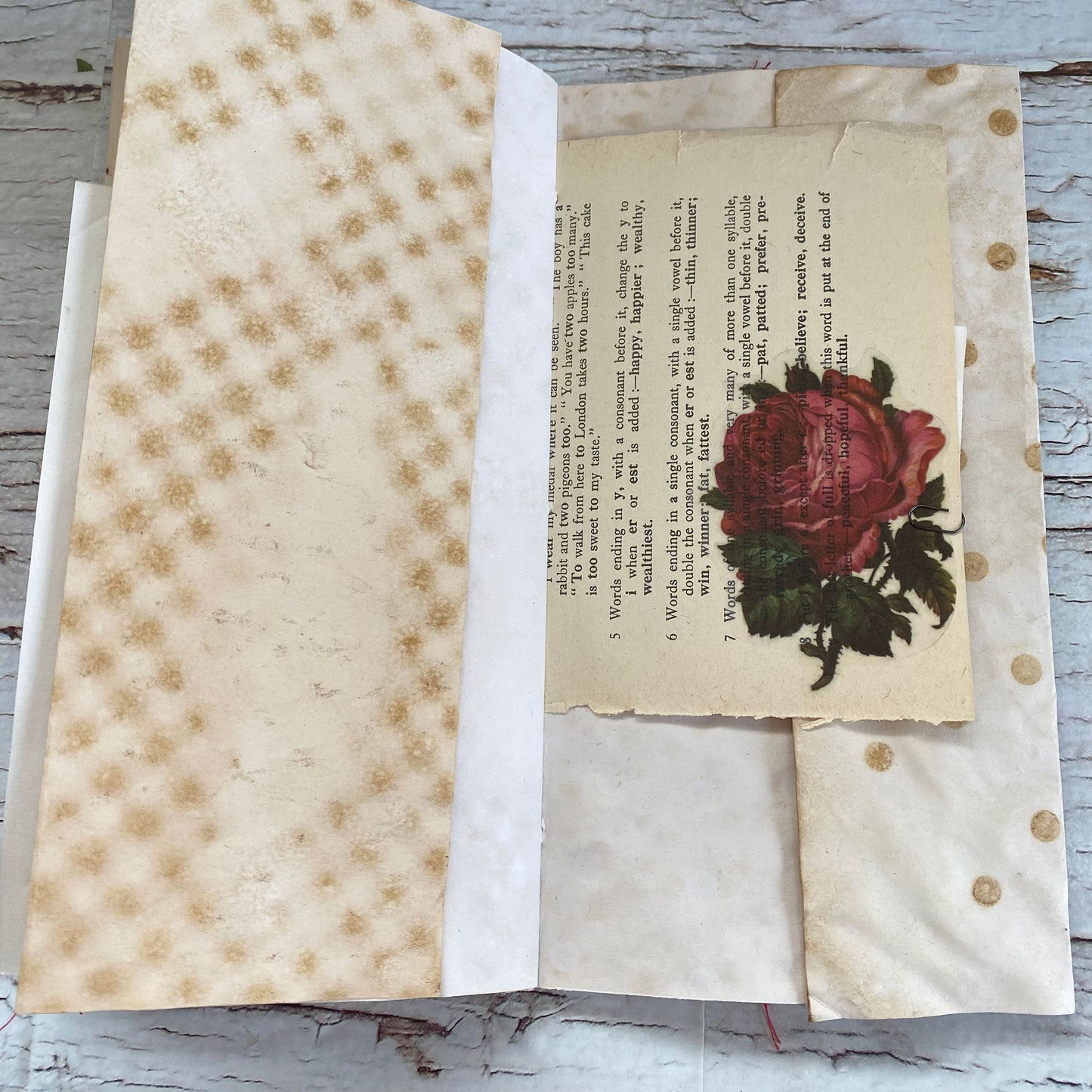 Rosie TN Insert Botanical Series, Yellow & Pink Roses, Junk Journal