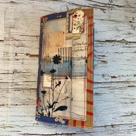 Blue & Red Floral Stitched Journal, TN Insert, Junk Journal