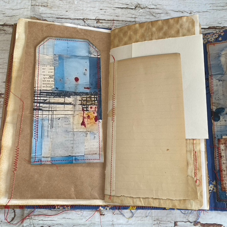 Blue Bird Silhouette Handmade Journal, Tn Insert, Junk Journal